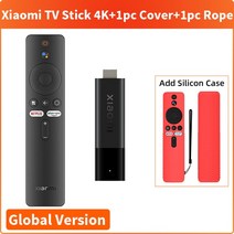 샤오미 미 TV 스틱 4K 글로벌 안드로이드 쿼드 2GB 8GB 블루투스 구글 신제품, 없음, 8.EU Plug - Add Red Cover