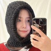 니트 바라클라바 발라클라바 넥워머 방한 후드, 소프트블랙