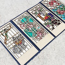 전통문양 문살 병풍 만들기 1인세트 (8종중 택1) 한가위 한국 전통 병풍 병살 DIY (토단), 전통문양 문살 병풍 만들기 1인세트_사군자