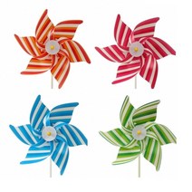 키알리 야외 정원 행사 스트라이프 바람개비 10p (28x53cm) 색상선택, 핑크, 색상