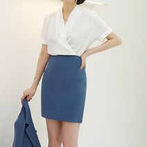 S/S 브이넥 쉬폰 랩 셔링 반팔 블라우스 (블랙 화이트 베이지 소라)