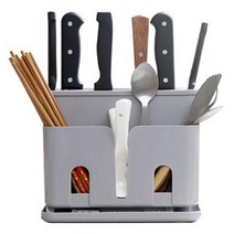 메이크잇 물빠짐 수저꽂이 칼블럭 수저통, 그레이_2122