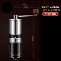 업소용 커피머신 휴대용 수동 커피 그라인더 콩 두께 조절 가능 세라믹 그라인딩 코어 탈착식 미니 머신 도구, 02 6 Gears Adjustable