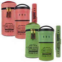 파인스타일 핸들 원형2단 보온도시락 570ml, 1개, 그린