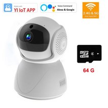 5G 2.4G 듀얼 밴드 1080P WiFi 무선 자동 추적 베이비 모니터 PTZ 보안 감시 CCTV 미니 YIIOT 카메라 Alexa Google, Camera 64G_EU 플러그, Camera 64G+EU 플러그