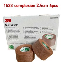 Micropore 속눈썹 테이프 눈꺼풀 연장 도구 젠텔 온 스킨 적용 알레르기 방지 1533 3M, [02] 1533C 2.4cm 6pcs