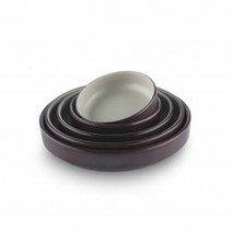 투톤 멜라민 원형 굽찬기(5sizes)-한식 한정식 퓨전 레스토랑 업소용 멜라민그릇, 5호, PP블랙브라운