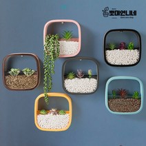 스퀘어 사각 행잉 플랜트 벽걸이 인테리어 벽 화분 수경 마리모 어항 집들이 액자화분 선물, 그레이