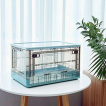 굿아이템 양면오픈형 투명 접이식 리빙박스 폴딩박스 옷정리함 수납박스 펜트리수납함, 블루, 1개