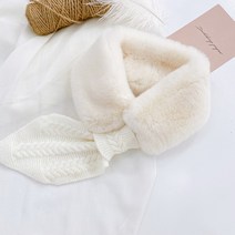 pkpj 두배 도톰 무지니트 한쪽 고리 타이 에코 페이크퍼 머플러 스카프 털목도리 6color