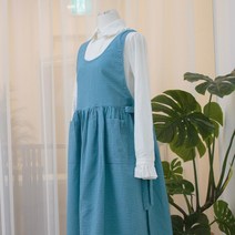 국내제작 핸드메이드 체크무늬 앞치마 원피스 에어프런 미술 제빵 꽃집 카페 바리스타, 검정색