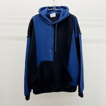 남자 겨울 오버핏 투톤 커플 기모 따뜻한 배색 후드티 3컬러