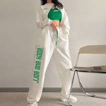 여성 캐주얼 하이 웨이스트 밴딩 조거 트레이닝 팬츠 스트리트 힙합 재즈 댄스 바지 흰색