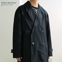 [맨즈북] 워싱코튼 캐주얼 롱 남자봄트렌치코트 루즈핏 바바리 검정외 1Color 트렌치코트