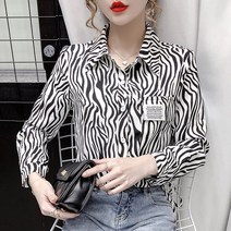 케익 여성 호피무늬 레오파드 카라넥 보이핏 셔츠남방 패션스타일 -672