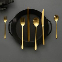 레벤호프 북유럽 홈카페 무광 골드 양식 커트러리 6종세트 스푼 포크 나이프 젓가락 티스푼 티포크 열탕소독가능