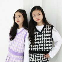 상상 아동복 주니어 가을옷 자가드 체크 니트 조끼