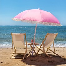 1.6M 옐로우 핑크 감성 테슬 파라솔 캠핑 루프탑 테라스 야외 카페 비치, 포함, 핑크(받침대 포함)