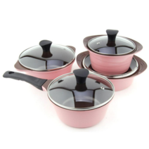키친아트 본 세라믹 냄비 4종 세트 핑크, 편수 18cm + 양수 16cm + 양수 20cm + 전골 20cm