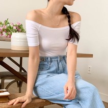 린다샵 버블미 슬림핏 무지 오프숄더 반팔 티셔츠-cpt12652k34