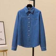 여자청남방코디 오버핏셔츠 진청 여성7부셔츠 여성셔츠 여자 청남방 여자반팔셔츠 청색 봄셔츠 롱남방 여성긴팔셔츠