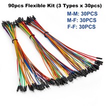 브레드 보드 과학 아두이노 빵판 구리 점퍼 와이어 듀폰 케이블 10cm 20cm 30cm 남성 여성 24AWG 솔더리스 유연한 라인 커넥터 DIY Arduino Breadboard, 05 스페인, 05 90pcs Mix kit, 02 30cm