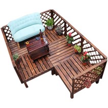 야외 미니 조립식 평상 들마루 옥상 정원 마당 베란다 테라스 농막 데크 DIY 나무 원목, 90x67cm 울타리