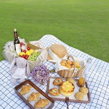 장사부 감성 양면방수 피크닉 매트, 깅엄핑크