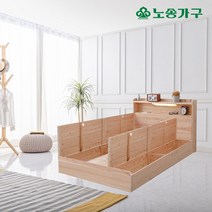 노송가구 편백나무 LED멀티수납 벙커형 침대프레임 매트리스별도 더블침대 퀸침대