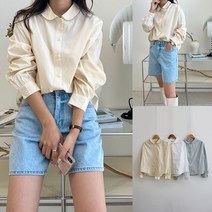 프리스탈 라운드 카라 블라우스 데일리룩 봄신상 루즈핏
