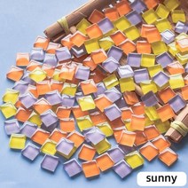 300g/10.58oz (약. 300pcs) 유리 모자이크 타일 1cm/0.39in 사각형 공예 DIY 만들기 재료 0.4mm/0.15in 두께, 300g-10.58oz, Sunny
