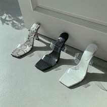 여성 뱀피 샌들 구두 투명끈 이선밴드 하이굽 9cm