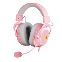 Redragon-H510 Zeus X 유선 게임용 헤드셋 RGB 조명 7.1 서라운드 사운드 멀티 플랫폼 헤드폰 PC PS4 에서 작동, 05 분홍색, 05 분홍색