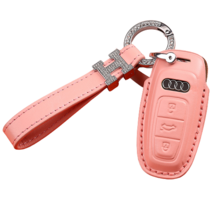 키에티 아우디 럭셔리 가죽 키케이스 + 키체인, 아우디 A타입, 베이비핑크