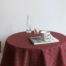 에이트룸 레트로 타탄 체크 선염 테이블보 [맞춤가능], 해피 체크 식탁보_140x260/8인용, 레드