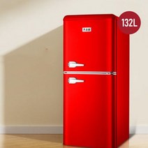 복고풍 소형 냉장고 가정용 에너지 절약 냉장고 기숙사 냉장고 50L/98L/118L/132L/156L, 레드, 132L