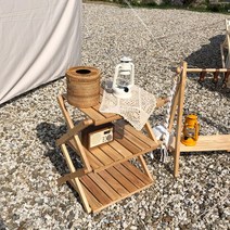 캠핑선반 우드쉘프 선반 테이블 3단, 내츄럴(밝은컬러)