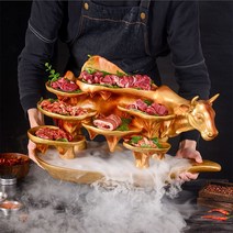 생고기집 플레이팅 디스플레이 고기 접시 그릇 식당 레스토랑 파티, 돼지
