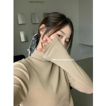 텐셀목폴라 목폴라티 한국 동대문 구매 레이크 사이드 하프 하이 칼라 솔리드 컬러 울