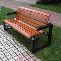 벤치의자 공원의자 야외 옥외용 등받이 평의자 철제, 1.8미터  방부 나무
