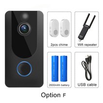도어벨 비디오 스마트 초인종 카메라 V7 WIFI 1080P IP 아파트 IR 알람 무선 보안 인터폰 ios 및 Android, China_Option C | UK plug