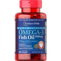 수입영양제 수입보충제 Puritans Pride Extra Strength 오메가3 피쉬 오일 1500mg 450mg 활성 소프트젤 60개