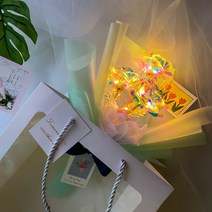 LED 홀로그램 꽃다발 빛나는꽃 졸업식 여자 친구선물 크리스마스 빼빼로데이 화이트데이 로즈데이, 화이트, 한송이