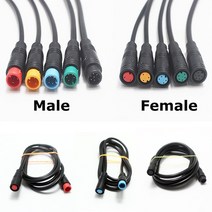 100cm 전기 자전거 속도 센서 M/F 연장 케이블 1 개 M8 2 3 4 5 6 핀 전기 자전거 방수 Ebike 디스플레이 구리선, [01] Male to Female, [04] 5Pin
