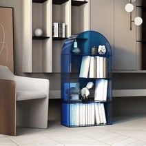 아크릴 책장 서재 책수납함 전면 미니 만화책 수납함, 라이트 블루 4단