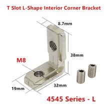 앵글브라켓 L모양 T 슬롯 내부 코너 커넥터 조인트 브래킷 M8 나사 EU 4545 시리즈 알루미늄 프로파일 액세, 한개옵션0