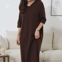 it 후드 캐시미어 울 반팔 홀가먼트 니트 롱 원피스 그레이 베이지 브라운