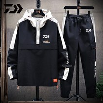 gamakatsu 남성 패치 워크 하이킹 낚시 옷 봄 가을 바지 낚시 까마귀 운동복 낚시 의류 야외, 3xl-83kg, 블랙 02
