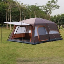장박텐트 캐빈텐트 동계 쉘터 면 돔 텐트L320 * W220 H10M 초대형 4- 인용 더블 레이어 야외 2 거실 및 1, 01 Coffee