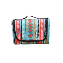 YHOME 양면 방수 에스닉 야외 돗자리 텐트 캠핑 피크닉 매트 휴대용 소형, 블루